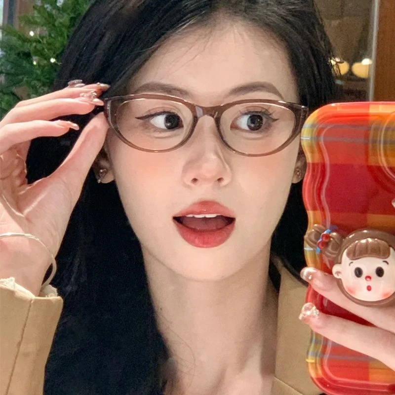 新款美拉德复古猫眼近视眼镜女款网红爆款眼镜架可配有度数防蓝光