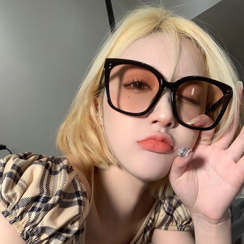 时尚落日色墨镜女潮明星同款方形太阳镜韩版大脸显瘦眼镜防紫外线