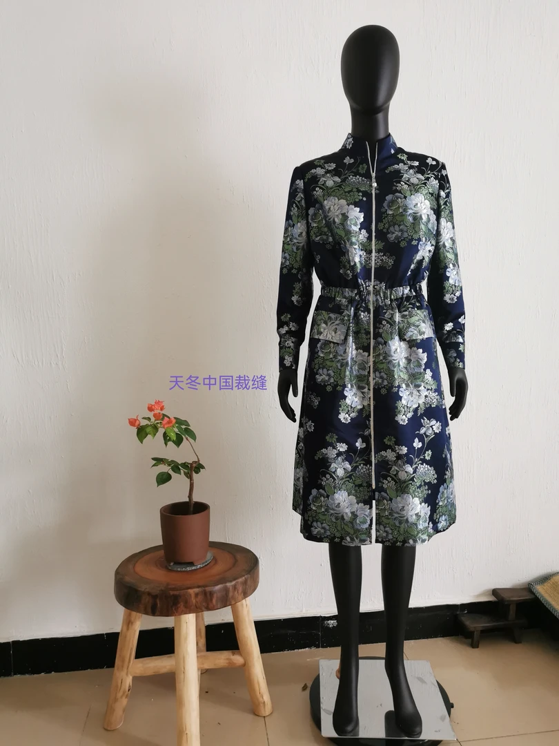 单层真丝风衣外套长款定制