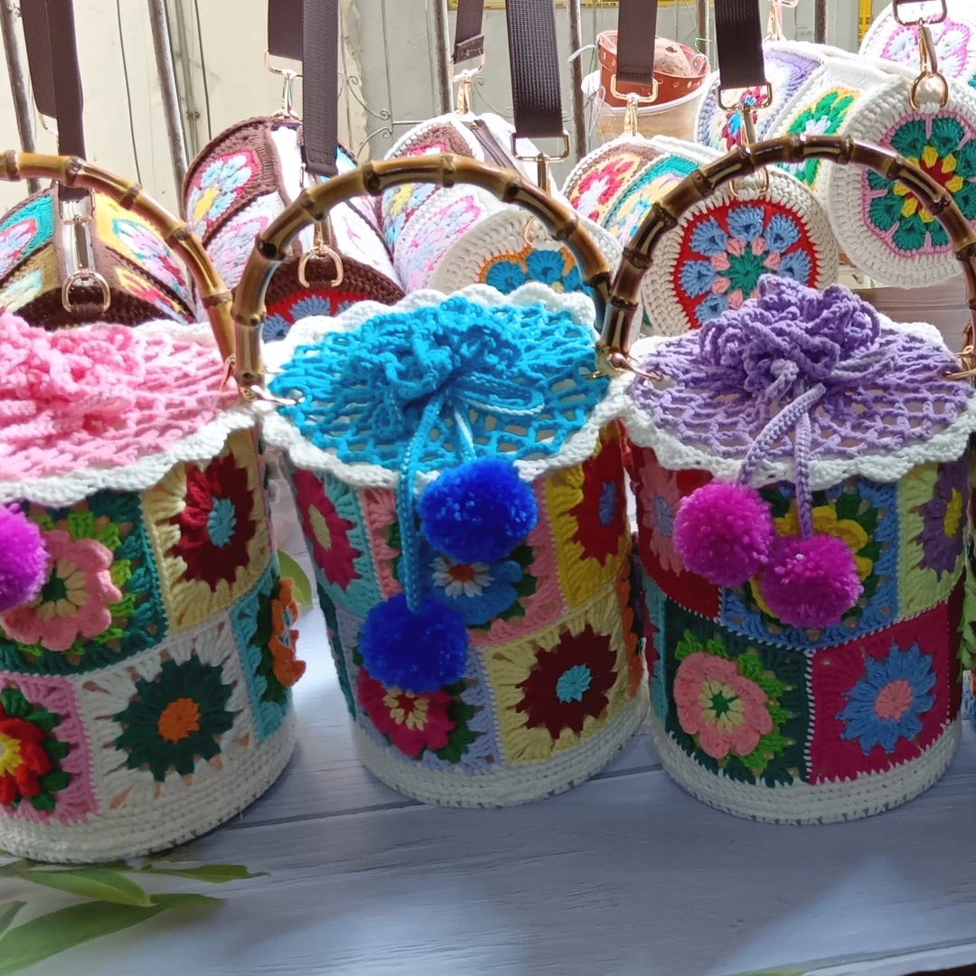 纯手工钩织水桶包