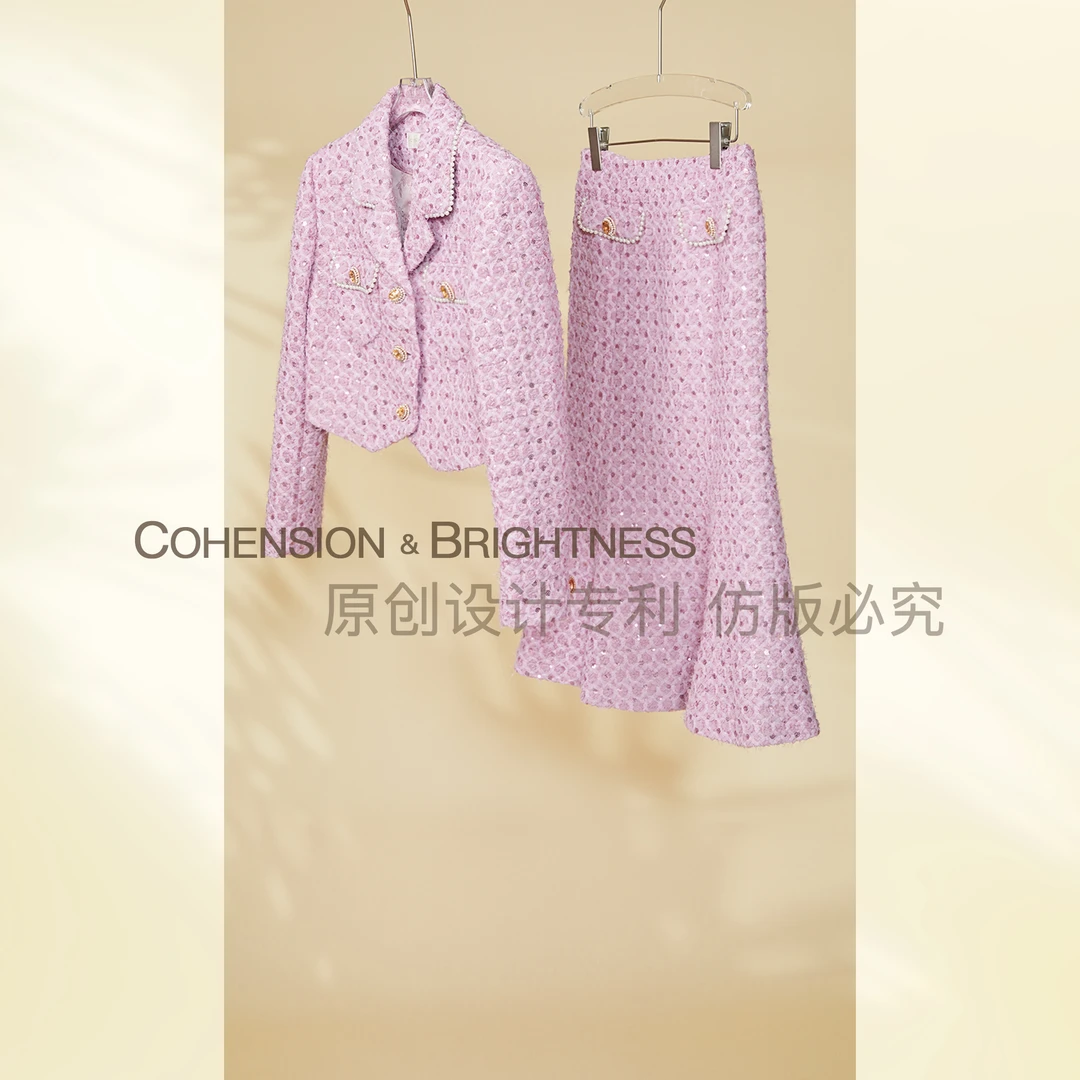 凝慧真的好【爱在秋天】秋季复古千金小香风重工亮片外套反季TO059