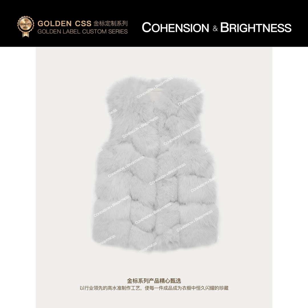 凝慧【告白气球】2024冬季法式新款圆领轻奢毛毛马甲外套YQ889