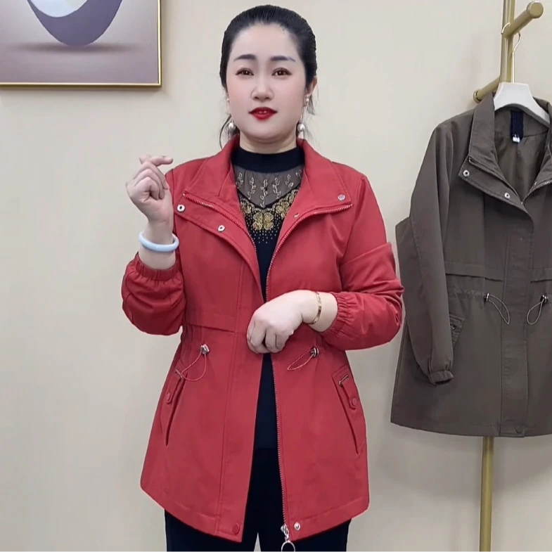 春秋季新款时尚洋气宽松显瘦中长款妈妈装外套618