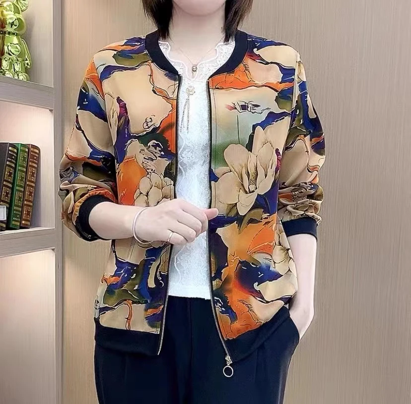118印花时尚开衫长袖外套宽松百搭棒球服