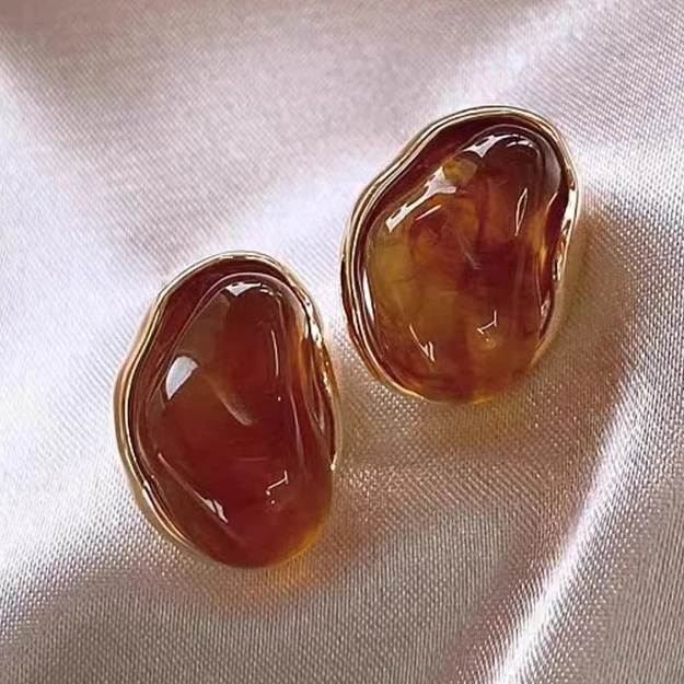 合金耳饰 S925银针法式小众设计高级感不规则豌豆耳钉女耳环耳饰