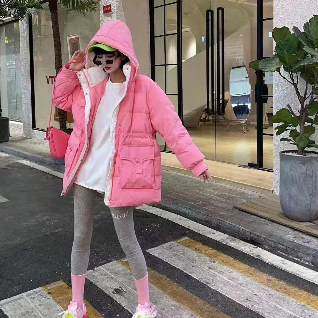 2022冬季新款韩版保暖连帽潮流中长款厚外套