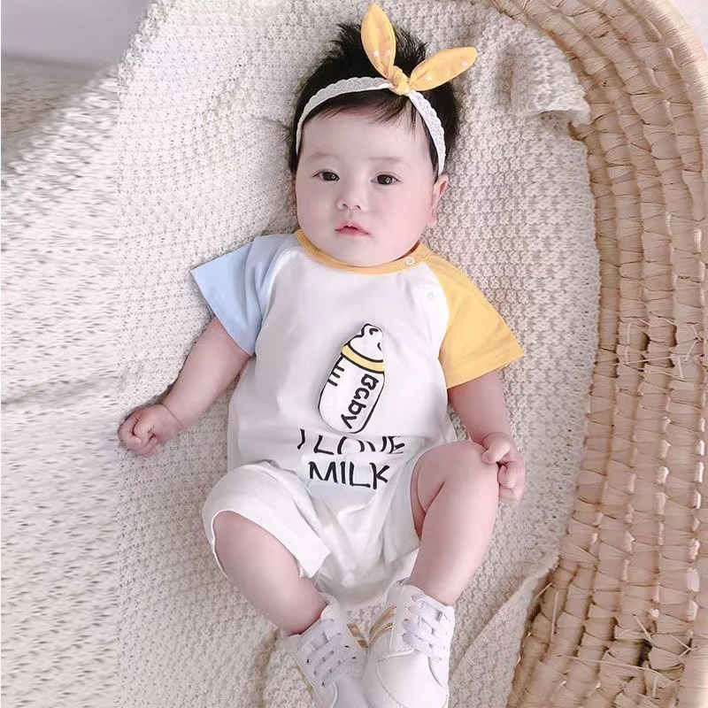 婴儿连体衣纯棉夏季新款新生儿衣服3夏天薄款短袖女宝宝哈衣爬服6