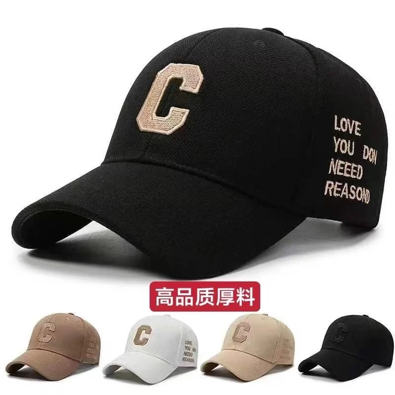 C标鸭舌帽子男女ins潮牌秋冬防晒防紫外线显瘦显脸小遮阳棒球帽