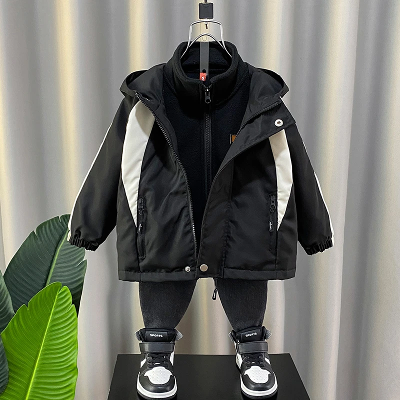 儿童装男童秋冬季外套2025新款三合一冲锋衣冬装摇粒绒夹棉酷帅潮