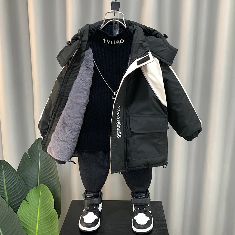 男童棉衣冬季洋气外套2025新款加厚派克服儿童棉袄冬装棉服连帽潮