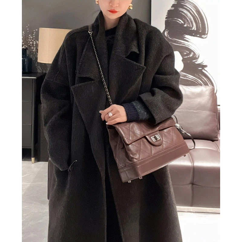 包包女2023新款明星同款小香风菱格单间斜跨中古托特包真皮百搭款