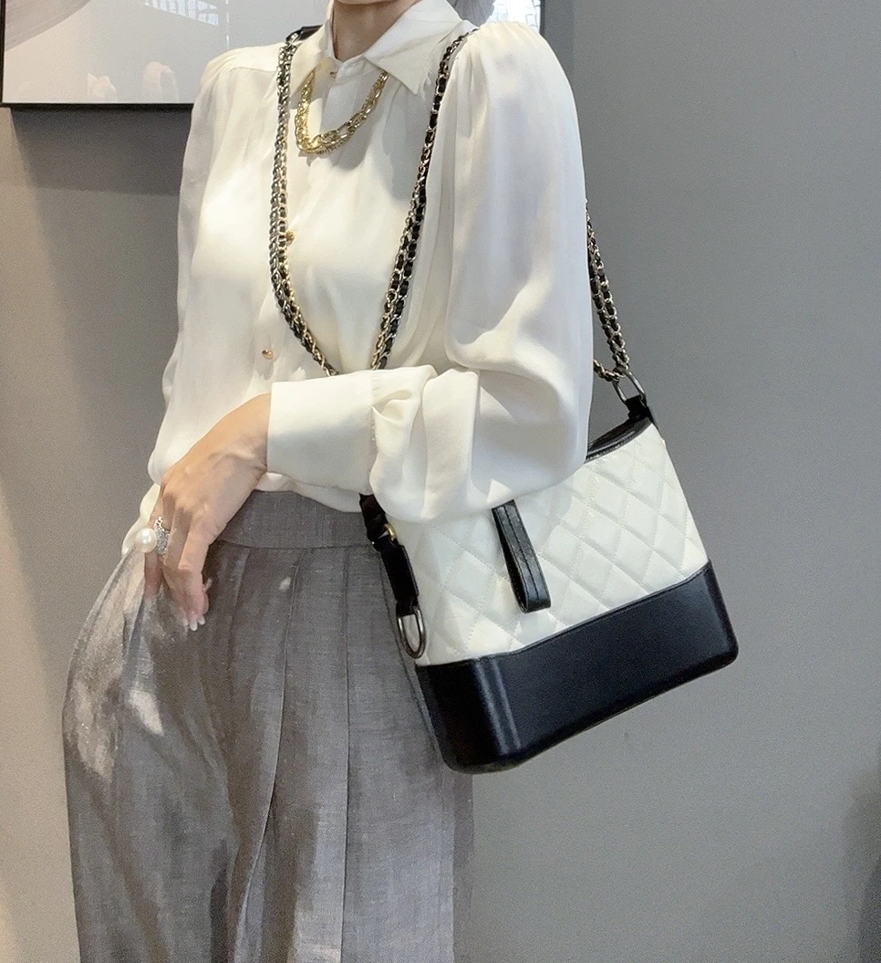 2022明星同款小香菱格流浪包包百搭菱格链条黑白单肩时尚斜挎包女