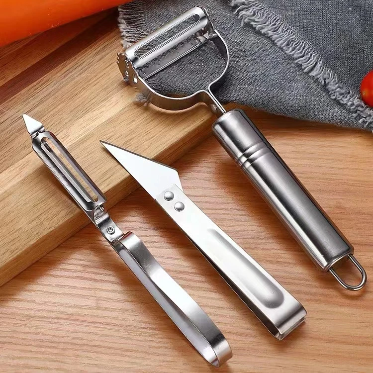 不锈钢削皮刀三件套刨刀土豆刮皮刀苹果削皮器家用多功能水果刨子