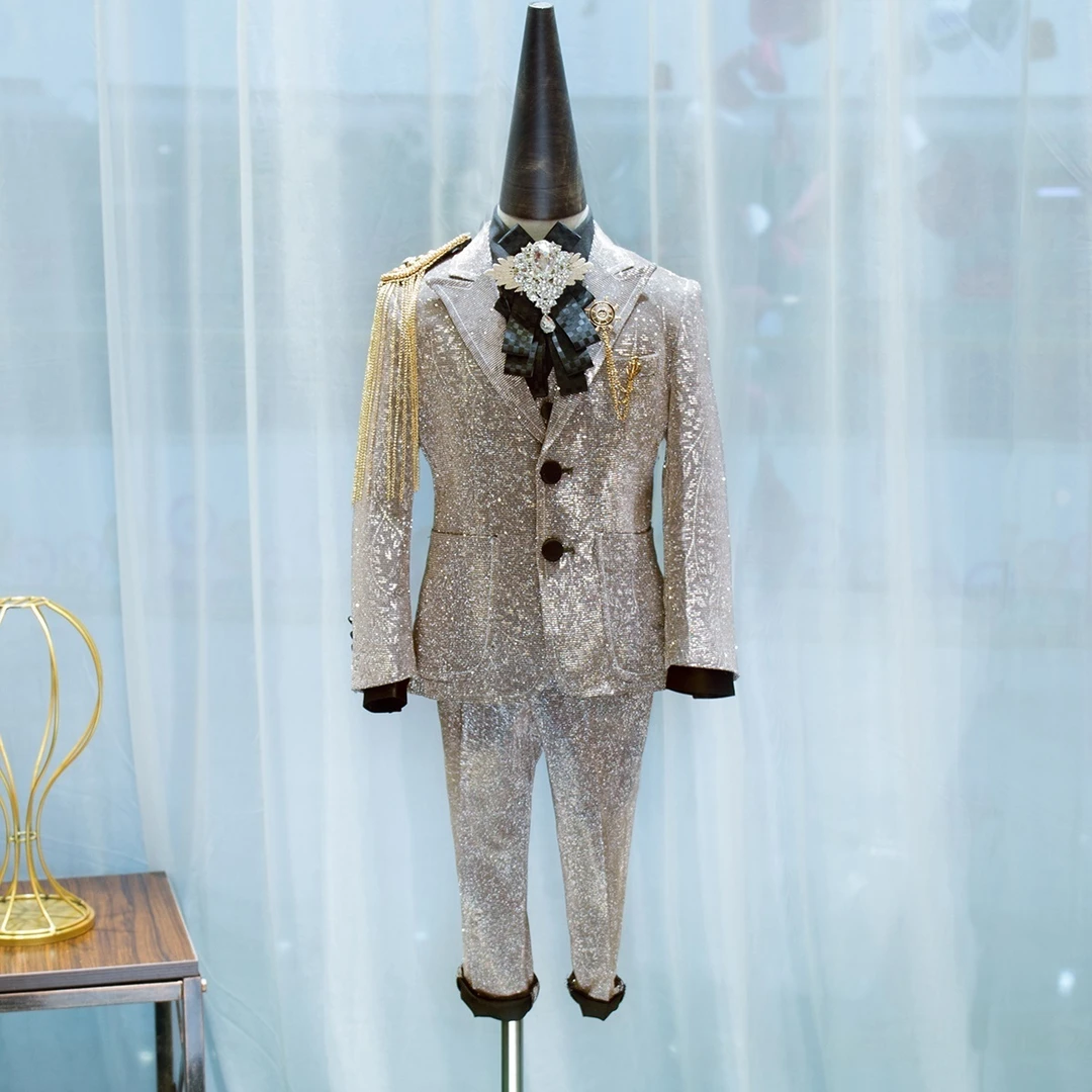 imo 金色男童西服走秀西装钢琴演出服主持人礼服中大童儿童表演服