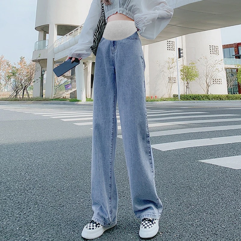 孕妇阔腿春秋款外穿显瘦垂感直筒拖地裤潮妈高腰托腹