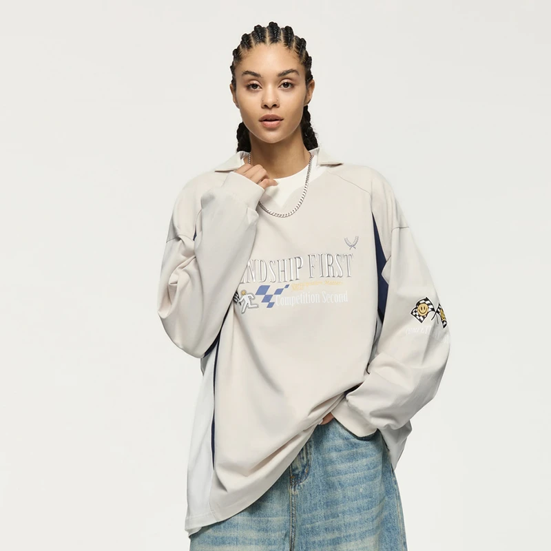 美式街头立体印花长袖t恤男2024秋冬潮牌复古运动上衣