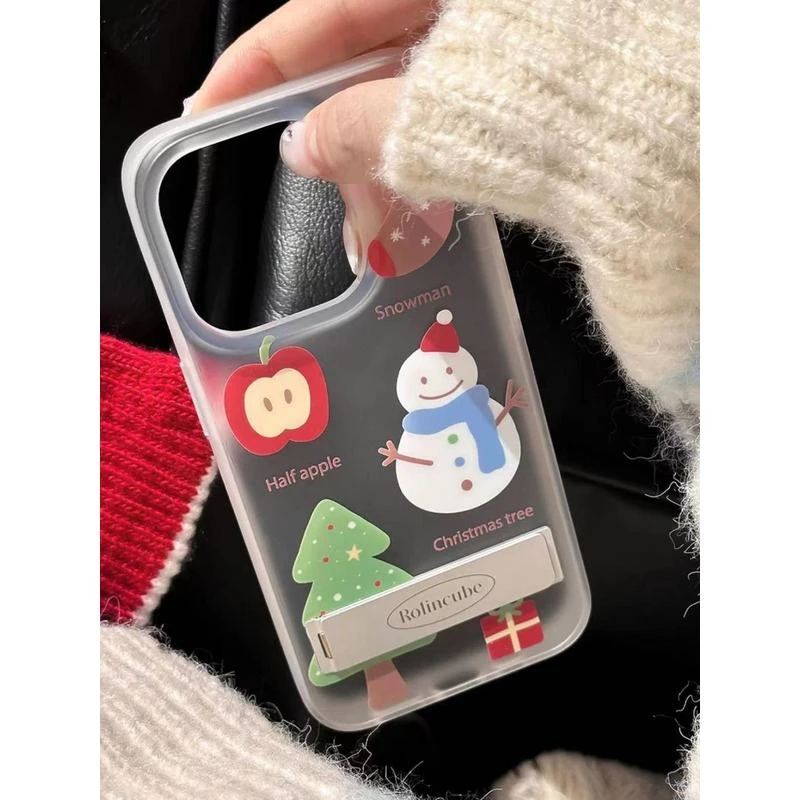 ins可爱苹果雪人15适用iPhone14promax手机壳x苹果13软12女11卡通
