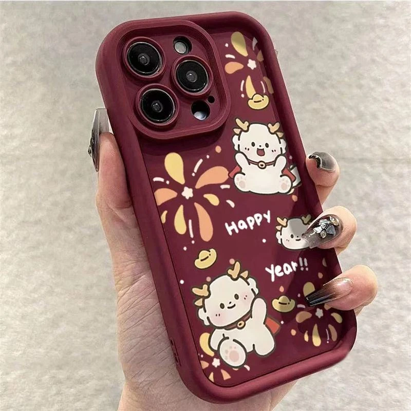 ins卡通小龙iPhone15苹果14手机壳11/13promax/xsmax/xs/xr软壳78