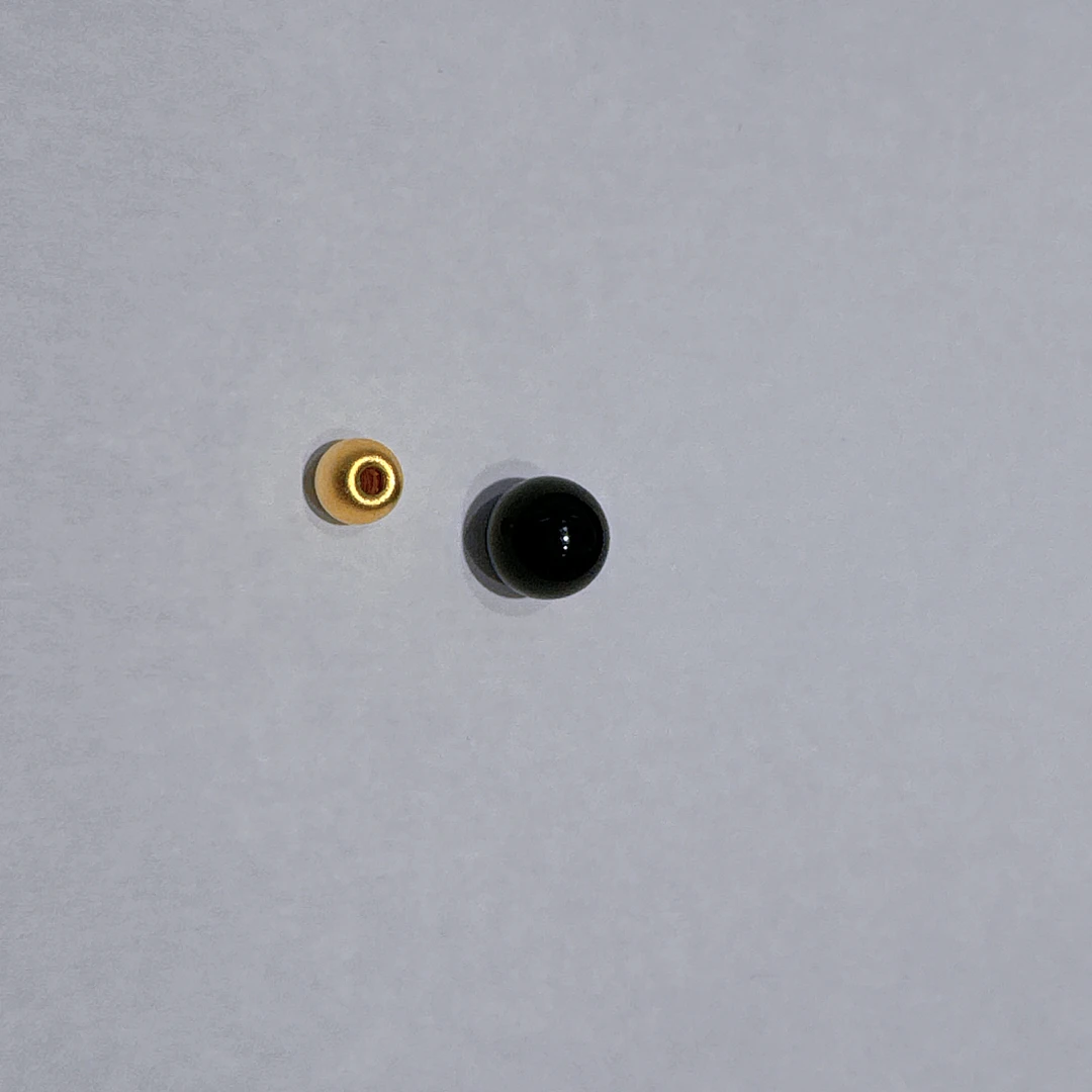 老林珠宝 足金999古法金珠卡4mm黄金金珠/石榴石