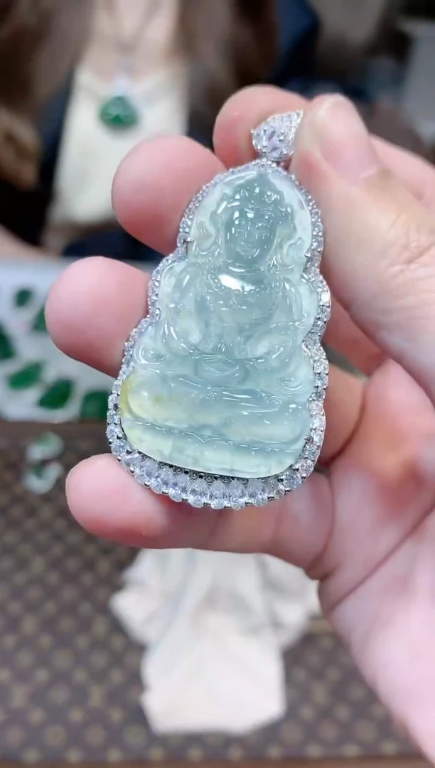 【闪购商品】翡翠颈饰银S925镶嵌蓝水渡母发一件