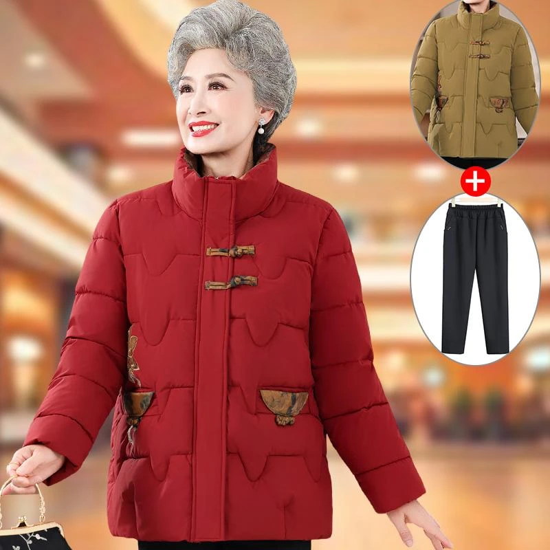 奶奶装立领棉衣中老年人冬装女棉袄老人加厚棉服妈妈加绒保暖外套