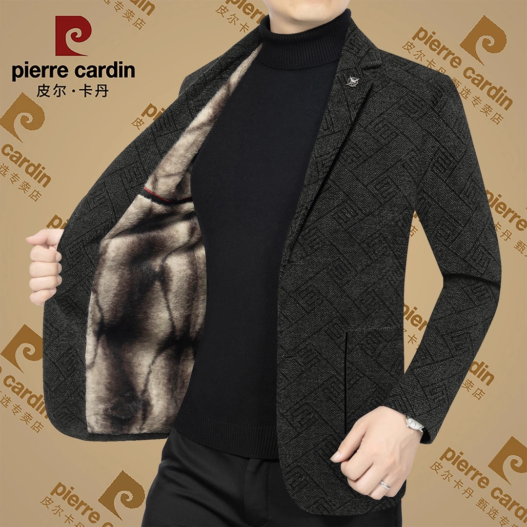 皮尔卡丹2024专柜新款高档男士休闲轻奢西服中年高端加绒修身西装