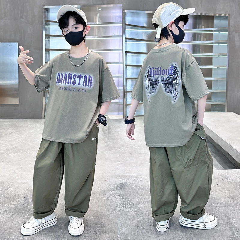 男童夏装短袖套装洋气新款中大儿童装夏季男孩运动痞帅气时髦潮酷