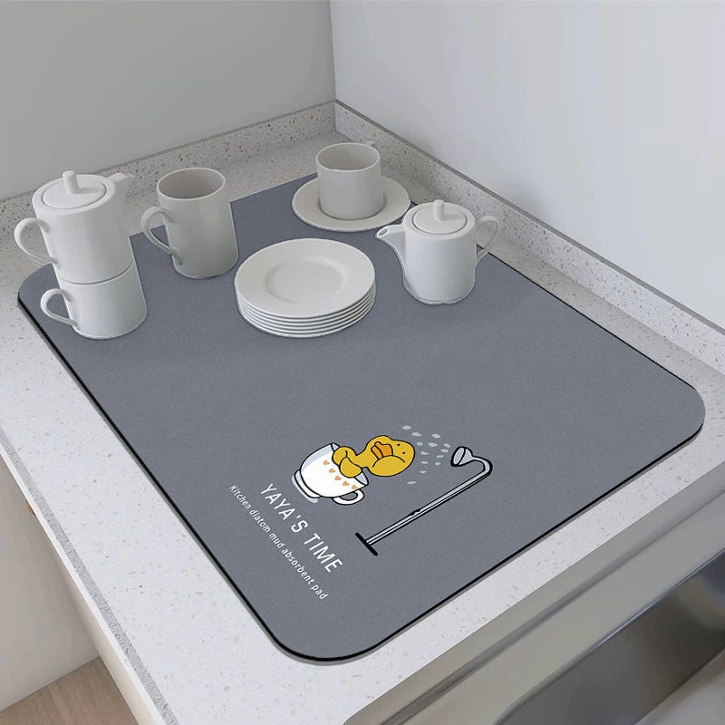 家用台面沥水垫厨房干燥垫洗手台桌垫简约风硅藻泥吸水垫隔热垫子