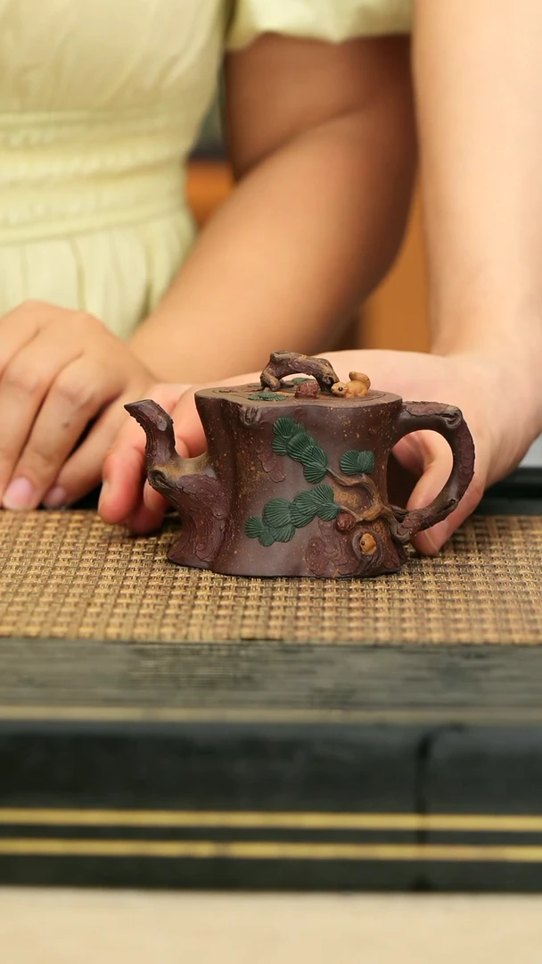 【闪购商品】紫砂茶壶XS23束腰小松桩 甲子泥