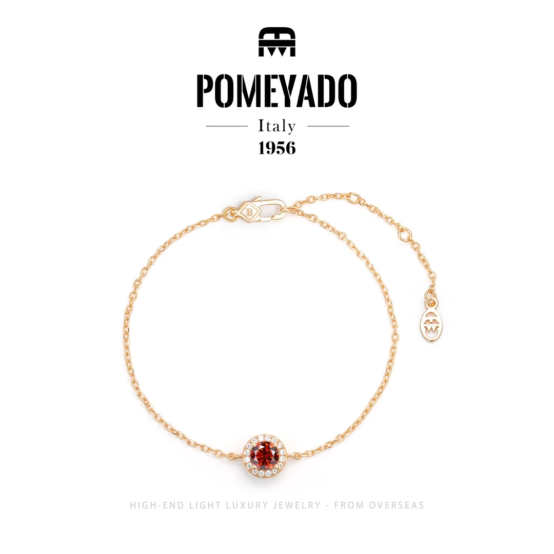 925银莫桑石【落日微红】Pomeyado设计师款轻奢手链F1204