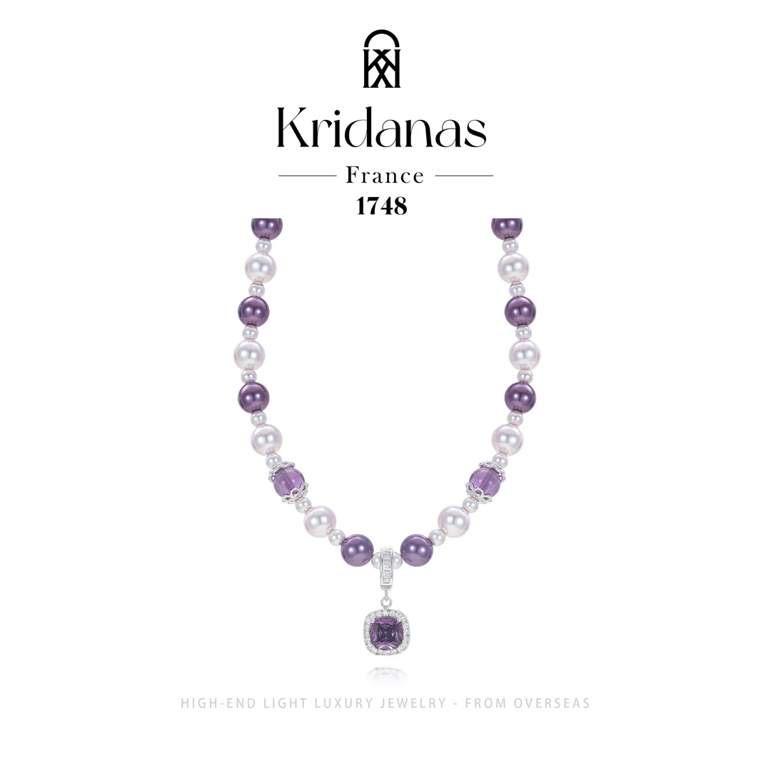F0227 【魅紫星辰】法式气质珠珠撞色项链