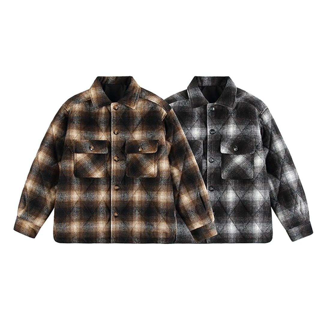 COURSEMYS聪明陈 冬季新款格子设计感夹克外套加厚时尚棉衣上衣男