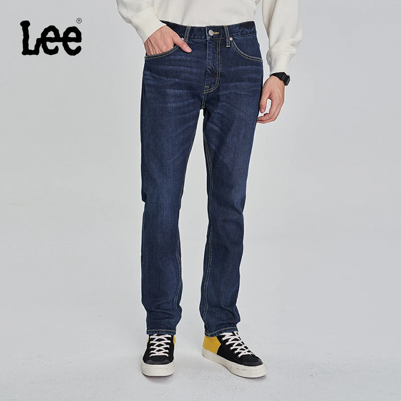 Lee 709修身锥形深蓝色男牛仔裤水洗百搭