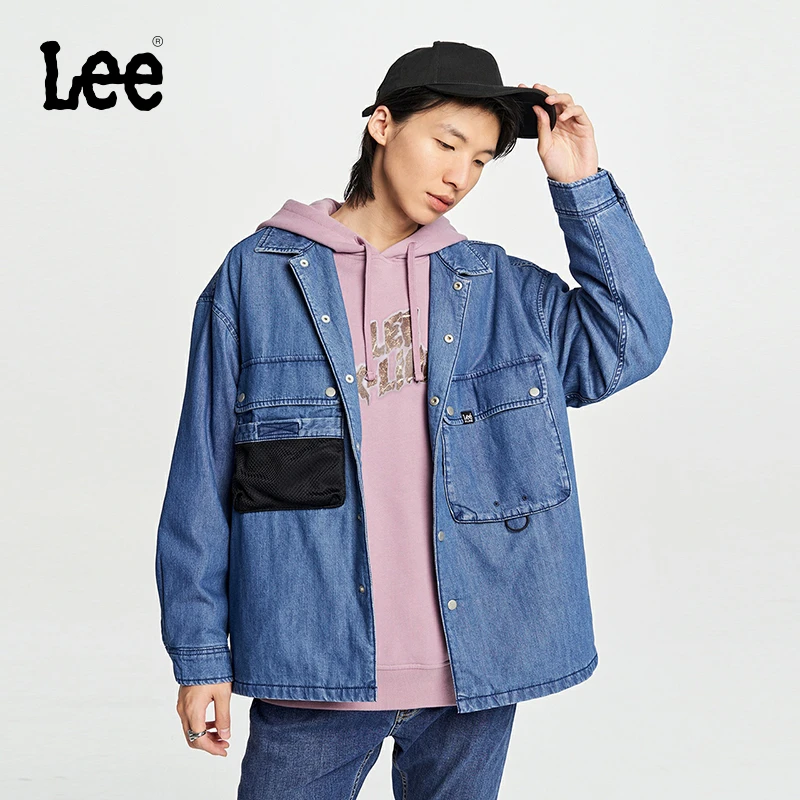 Lee舒适工装口袋中浅蓝男士牛仔棉服长袖宽松百搭LMT0071266DE