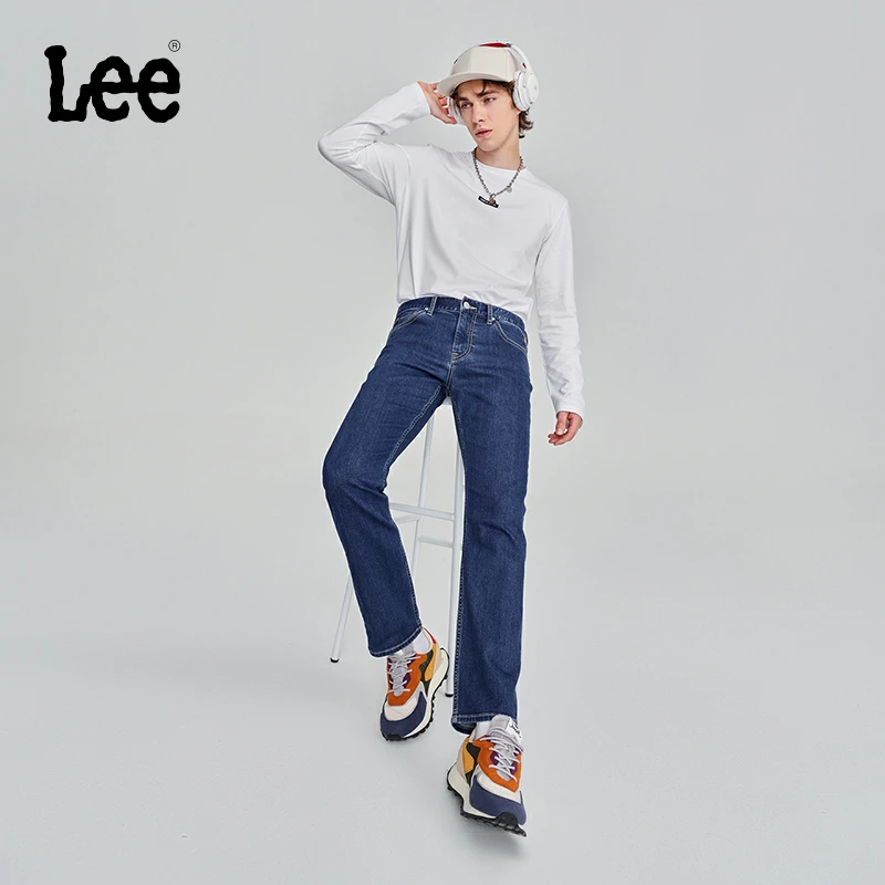 Lee修身直脚中蓝色水洗男士牛仔裤休闲欧美潮LMB100723100
