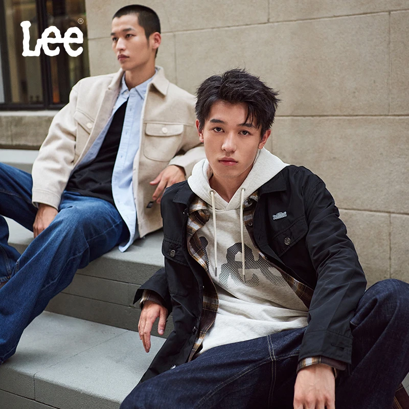 Lee秋冬新品舒适版Y2K翻领男尼龙长袖骑士夹克外套LMT0090222RZ