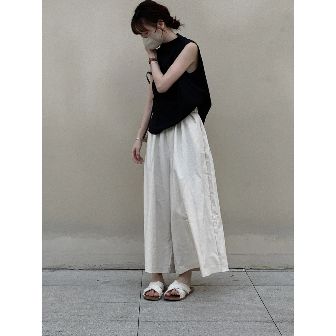 【SmileYan】（轻氧感）夏季中高松紧腰百搭ins纯色休闲裤高腰