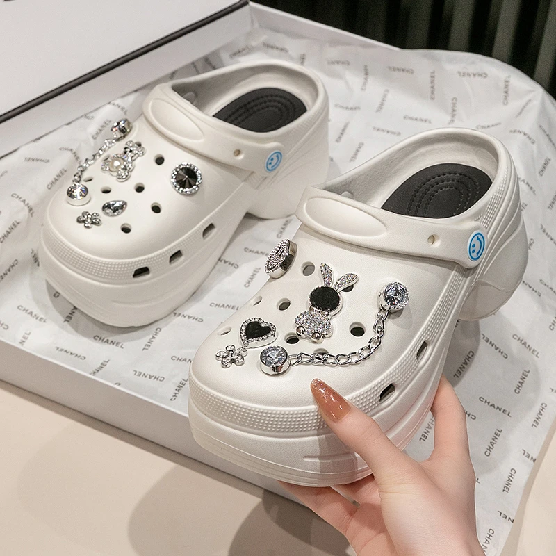 洞洞鞋女款2024新款夏季外穿时尚厚底防滑包头仙女风海边沙滩拖鞋