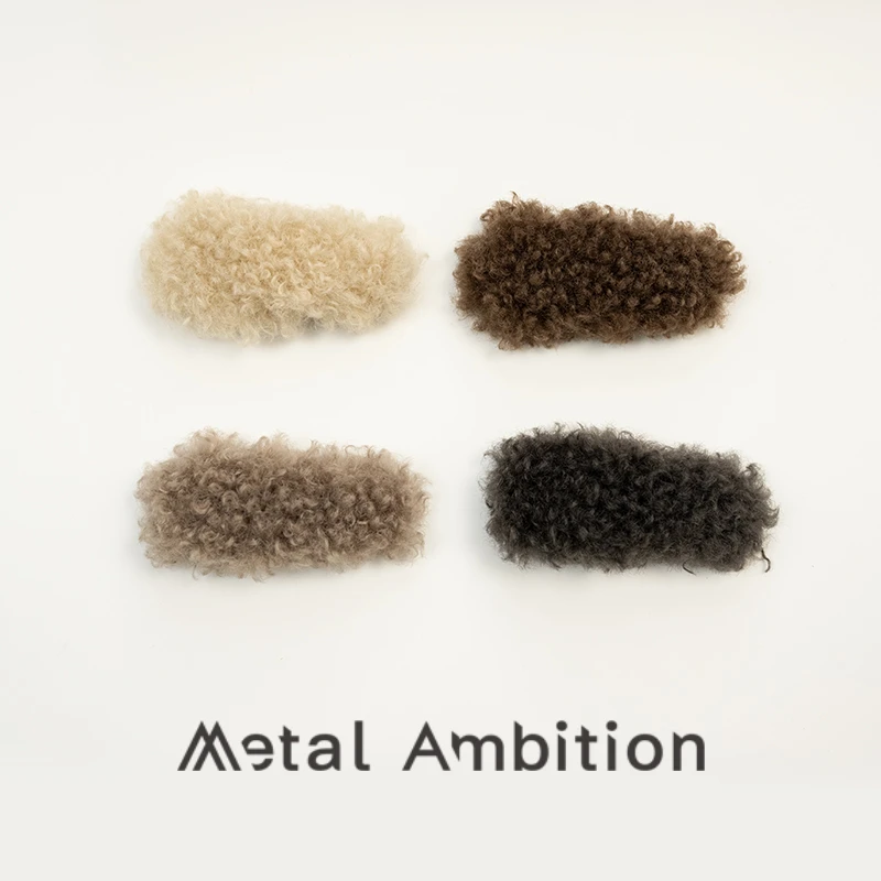 金属野心毛绒边夹发饰刘海夹可爱秋冬面包夹