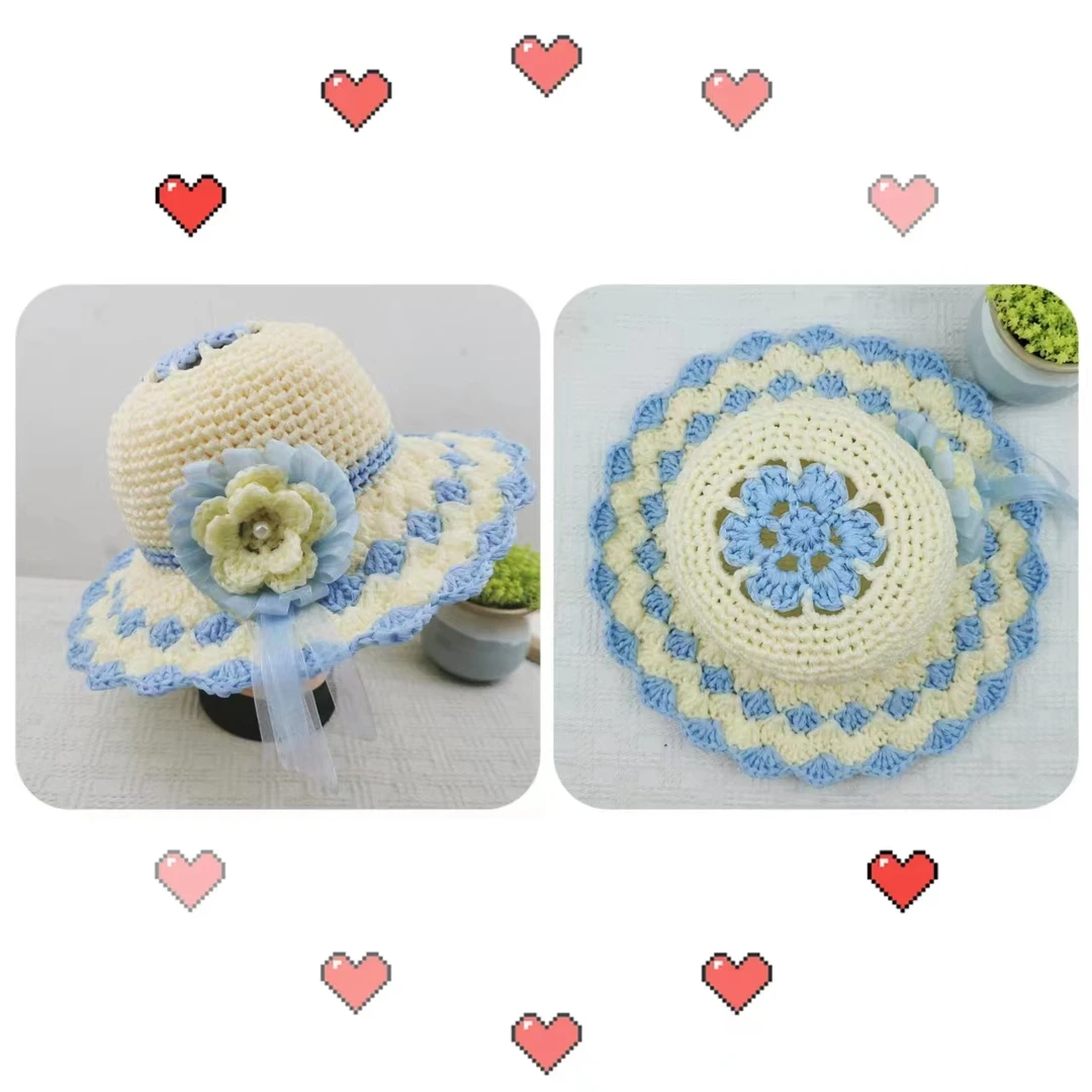 【不是成品】拼色帽子材料包,需要自己钩夏款ins风线手工时尚