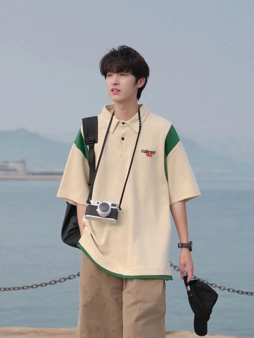 夏季复古日系短袖T恤情侣POLO衫-T032