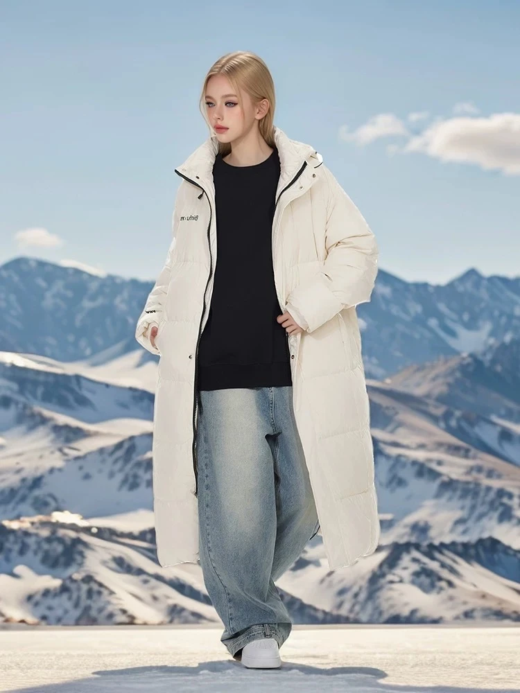 长款连帽羽绒服白鸭绒加厚保暖情侣外套- M05