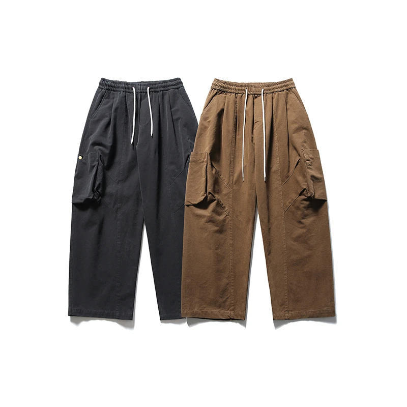 日系复古宽松阔腿直筒水洗工装休闲裤男女-1087