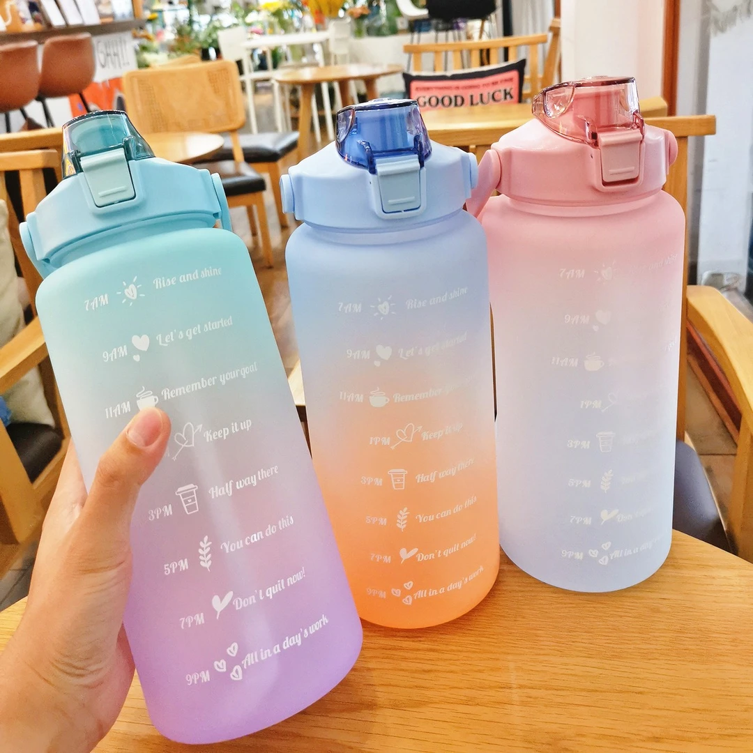 【新疆包邮】网红吸管耐高温吨吨桶2000毫升水杯超便宜高中生军训杯