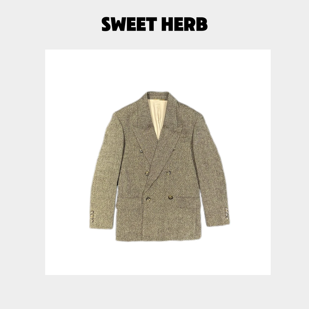 西服长袖时尚休闲复古春季印花设计师提花6010