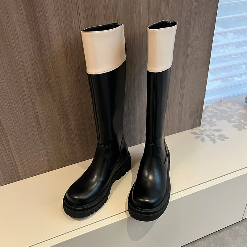 Say nono 厚底长筒骑士秋冬显瘦百搭靴跟高5cm