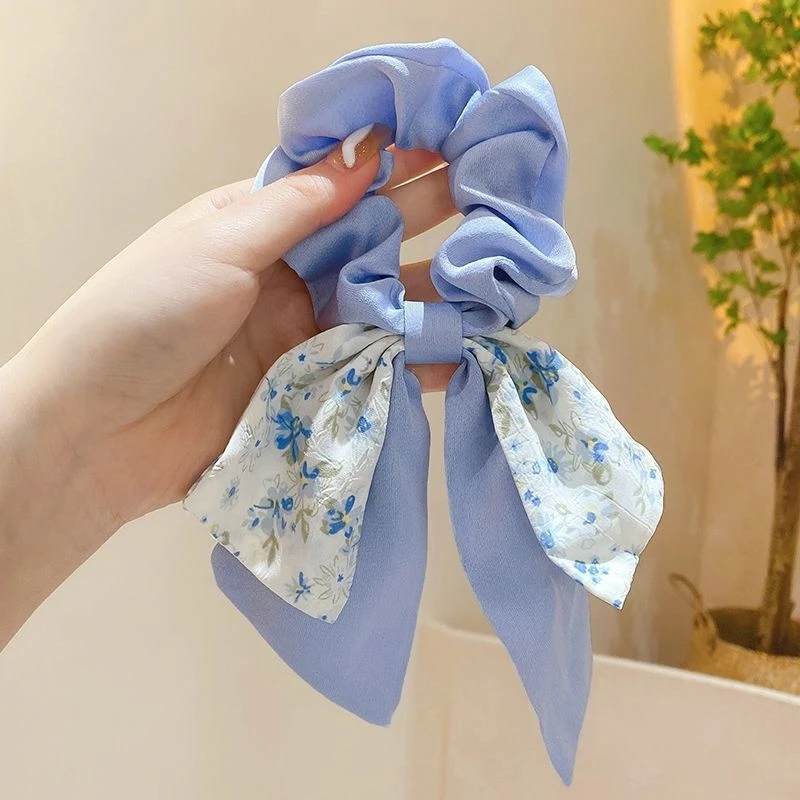 碎花蝴蝶结大肠发圈女夏季扎头绳飘带发带发绳高级感头花头饰发饰