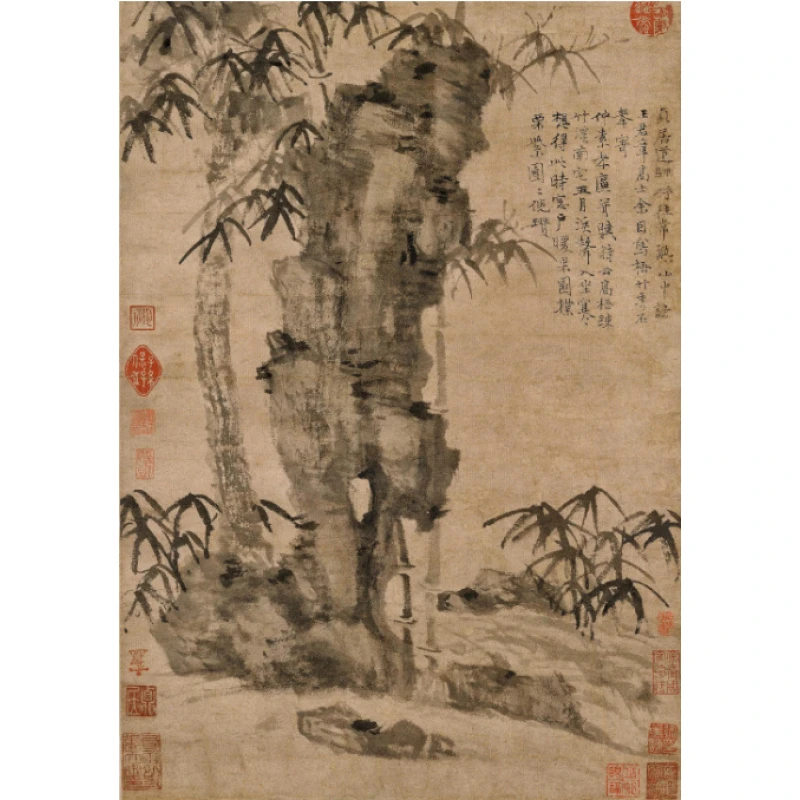 【精品复仿】倪瓒《梧竹秀石》馆藏级高清艺术微喷工艺非手绘