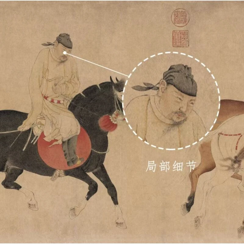 【精品复仿】任仁发《五王醉归图》馆藏级高清艺术微喷工艺非手绘