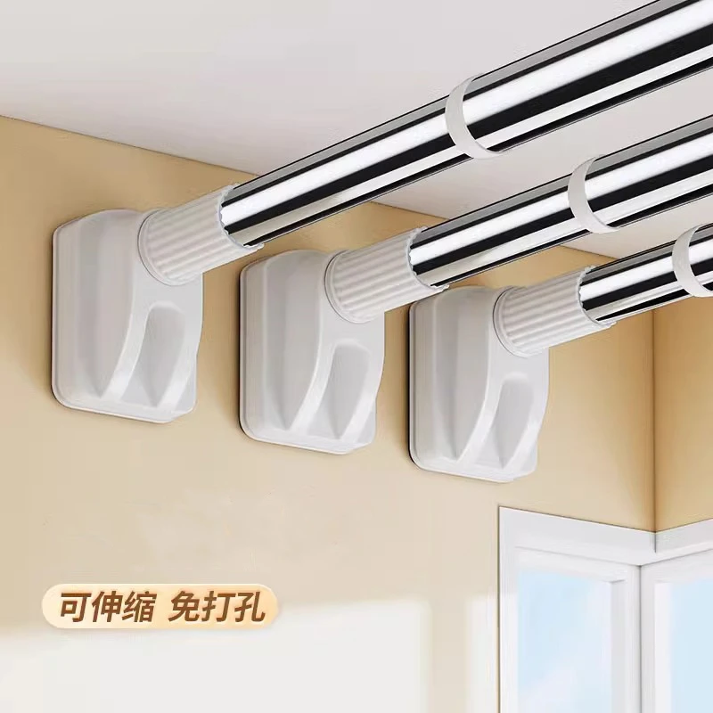 免打孔伸缩杆免钉晾衣杆衣架不锈钢窗帘挂杆浴帘杆子门帘衣柜撑杆